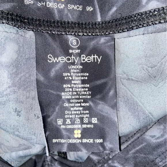 Sweaty Betty Zero Gravity HR 7/8 Running Leggings Black/Gray Marble Tie Dye Sz S - Picture 3 of 10
